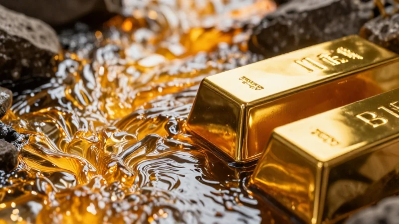 Oro fundido reluce en primer plano dramático