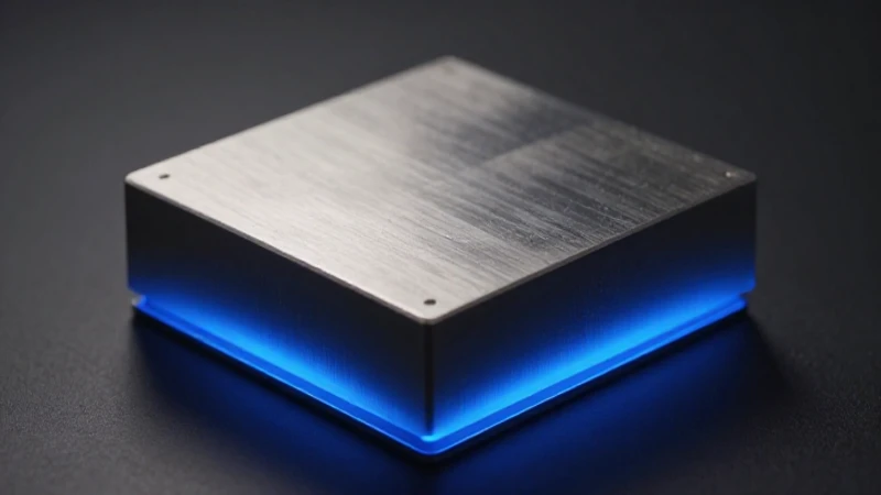 Disipador metálico azul, iluminación dramática y contraste