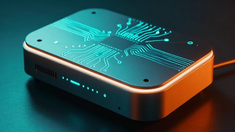 Dispositivo futurista con diseño metálico vibrante