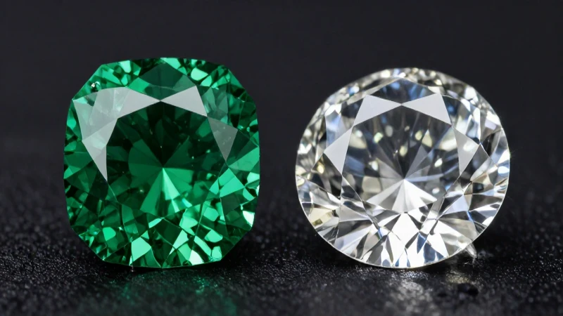 Diamantes esmeralda y claros en contraste vibrante