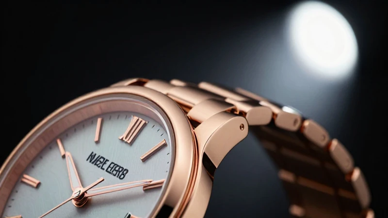 Joyería rosa oro y reloj elegante resplandecen
