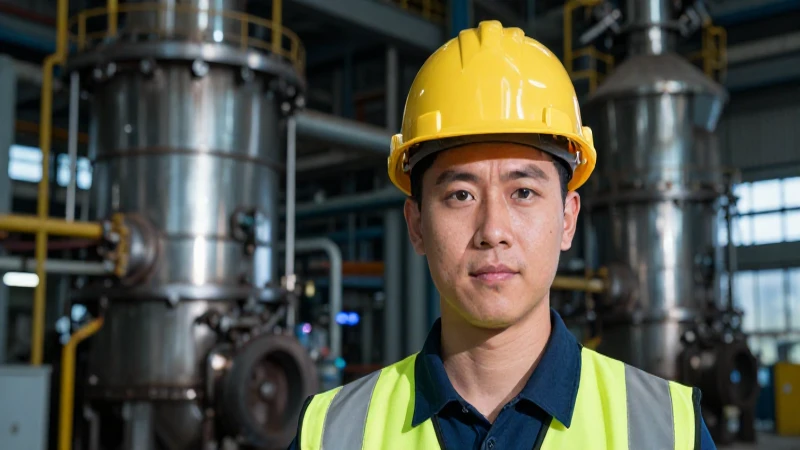 Joven ingeniero metalúrgico, retrato dinámico y moderno