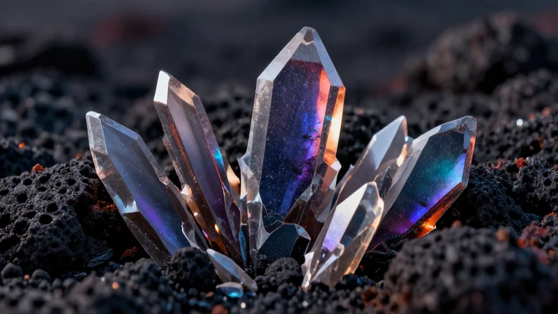 Qué es la obsidiana y cuál es su significado e imágenes 2 Fragmentos obsidiana en paisaje volcánico, impactante y vibrante