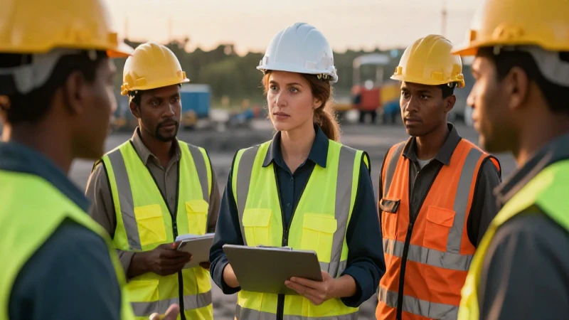Ingeniera supervisa mina con equipo diverso