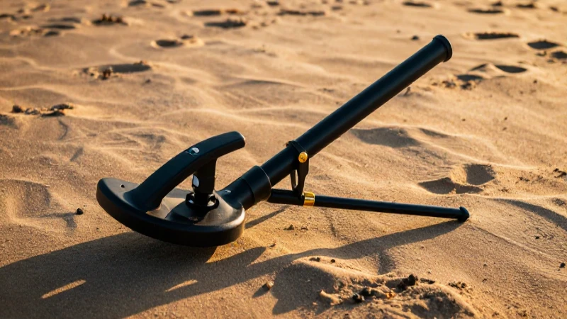 Detectores de metal en playa, luz dorada cinematográfica