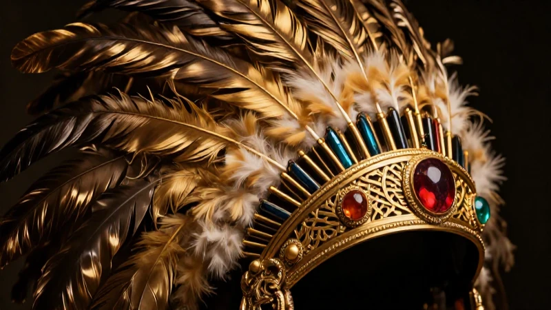 Pluma dorada, dramática y con foco selectivo