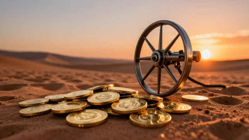 Monedas doradas resplandecen en el desierto