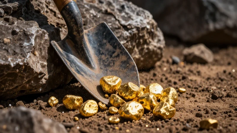 Piedras doradas brillan en el paisaje rocoso