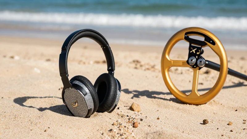 Detector de metales en playa soleada