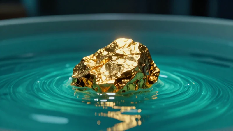 Nugget dorado sumergido, fotografía cinematográfica vibrante