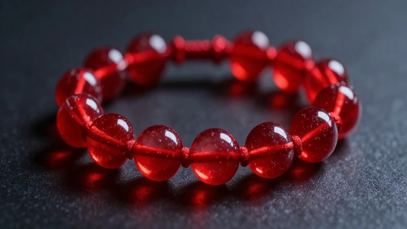 Pulsera roja brillante con nudos