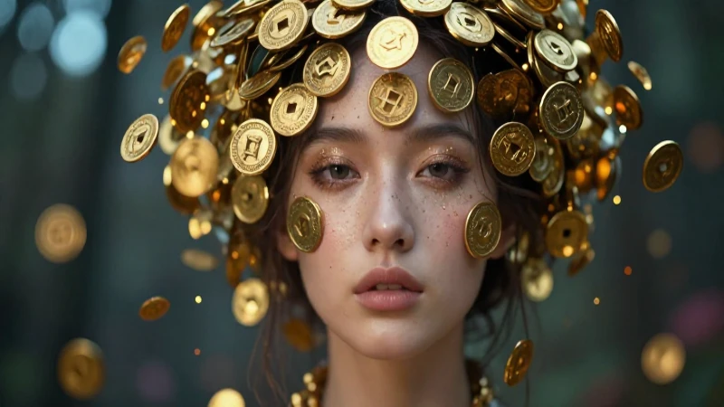 Mujer onírica rodeada de oro antiguo