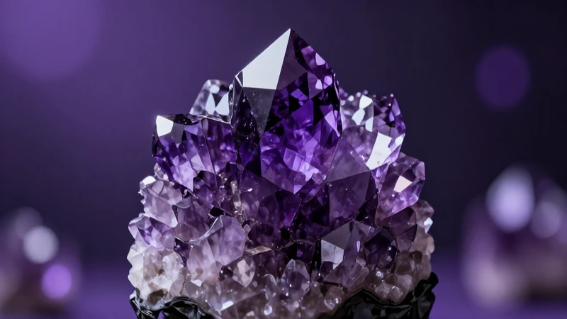 Cuándo y cómo usar el cuarzo morado: guía sobre la amatista 3 Clúster amatista púrpura, iluminación dramática y detallada