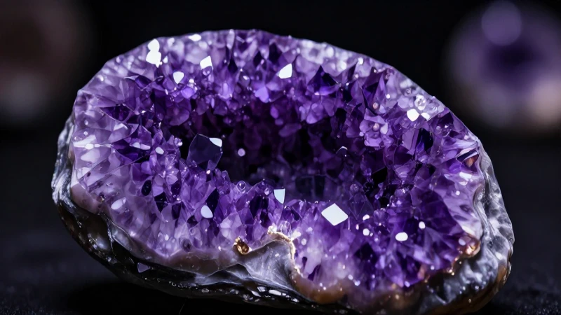 Cuándo y cómo usar el cuarzo morado: guía sobre la amatista 6 Geoda amatista púrpura con iluminación dramática