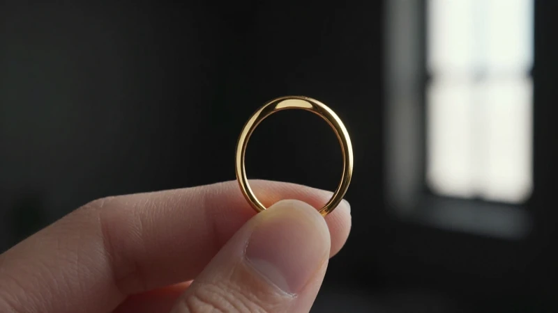 Anillo dorado elegante sobre fondo oscuro