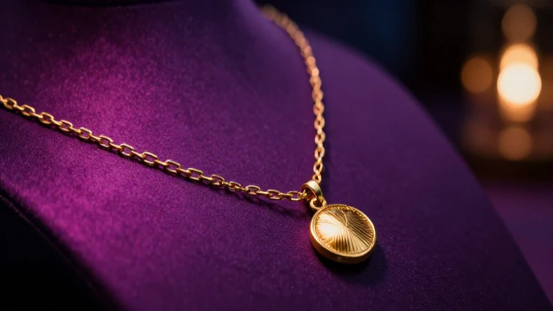 Collar dorado resalta en estudio elegante