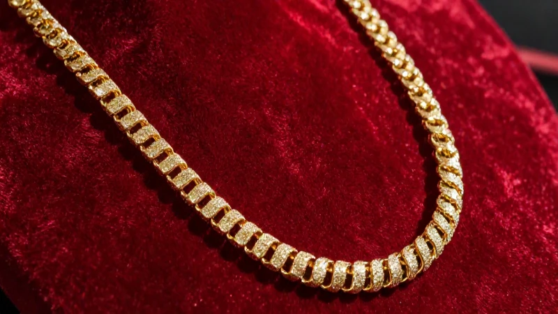 Collar dorado elegante sobre terciopelo lujoso