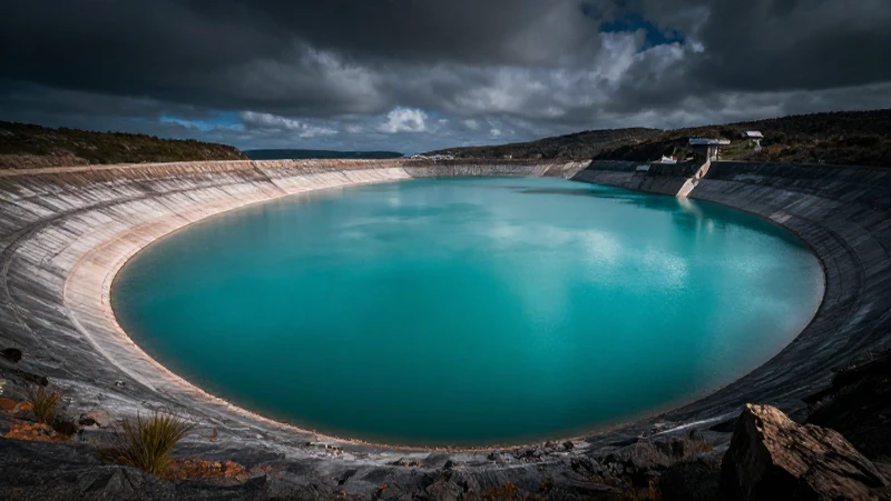 Qué es un depósito de jales y su importancia en minería 5 Embalse turquesa espectacular y fotorealista