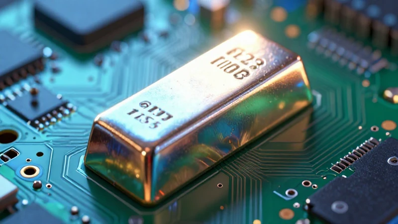 Metal brillante en circuito electrónico, render cinematográfico