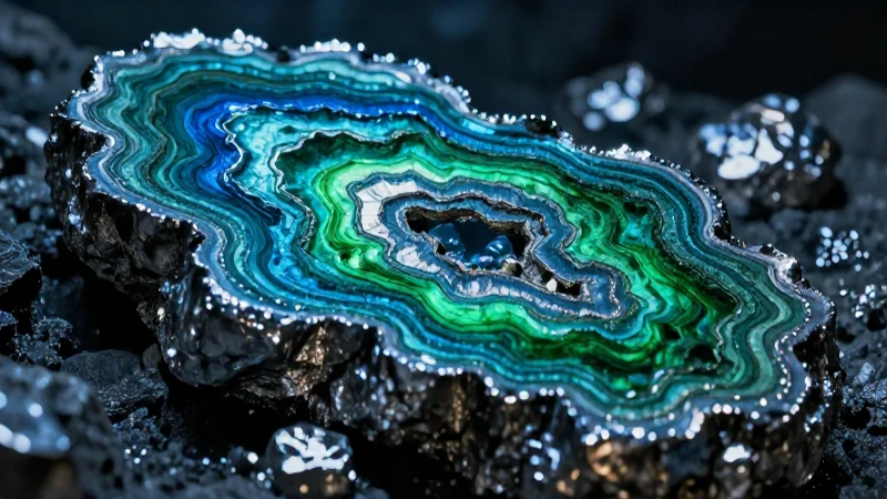 Mineral brillante en sección geológica impactante