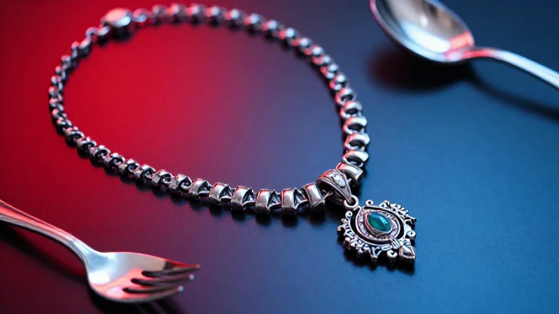 Joyas y cubertería con iluminación dramática