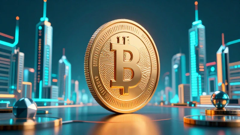 Ciudad futurista con monedas brillantes y luces vibrantes