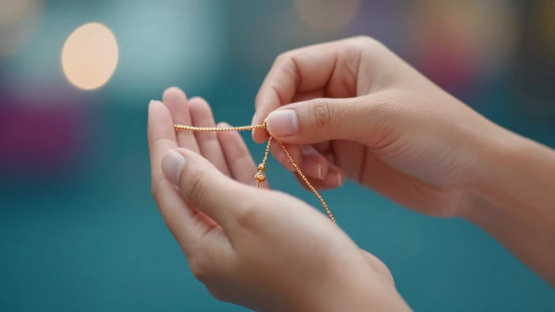 Pulsera delicada en manos, luz cinematográfica