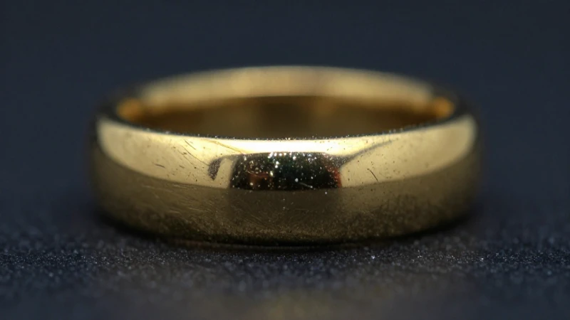 Anillo dorado detallado con brillo iridiscente