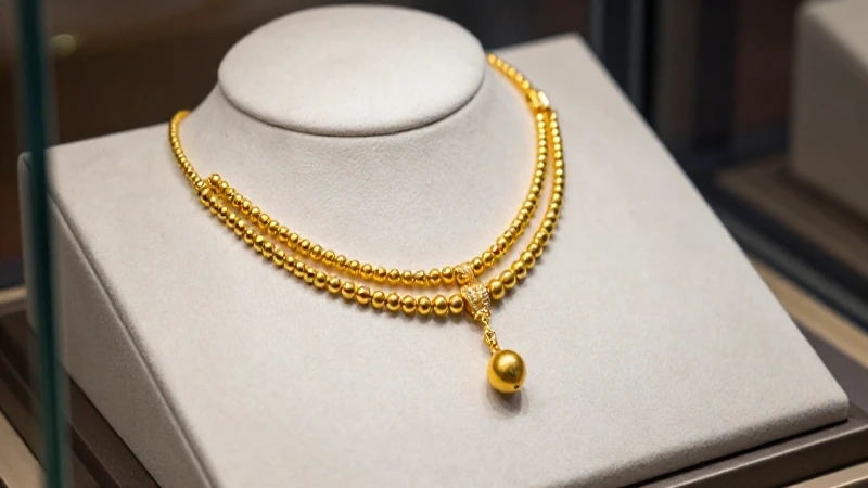 Joyería dorada exquisita en exhibición elegante