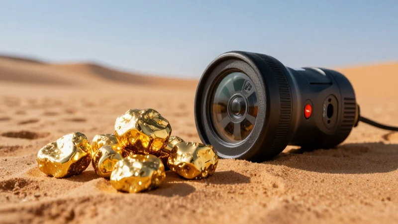 Oro brillante en desierto soleado y dramático