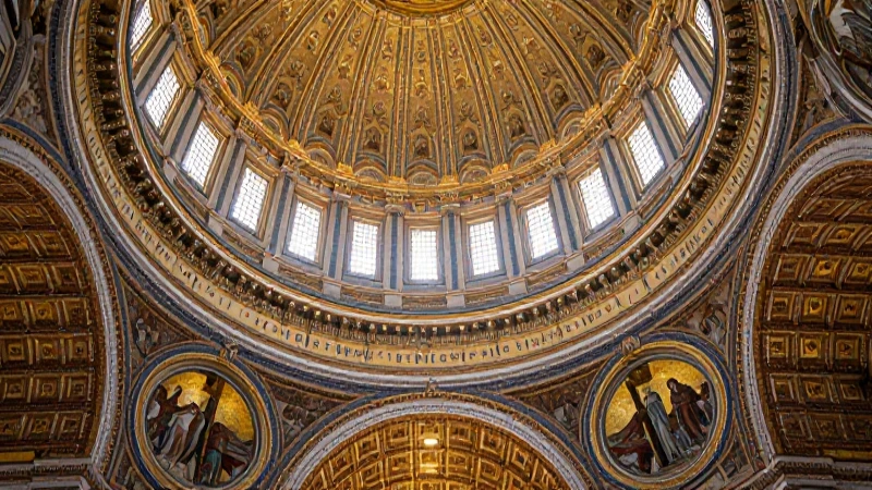 Cúpula del Vaticano: mosaico dorado, vibrante y dramático
