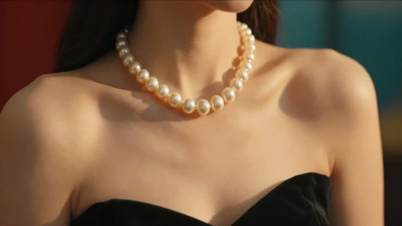 Collar de perlas y luz dorada cinematográfica