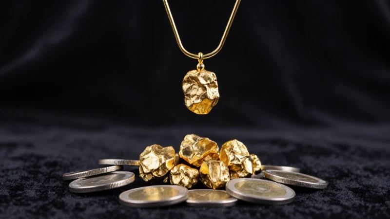 Péndulo dorado sobre tesoros, fondo oscuro y dramático