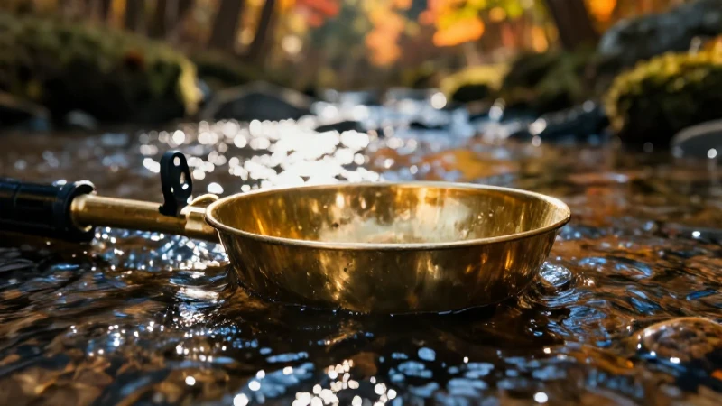 Panning en arroyo dorado, otoño vibrante