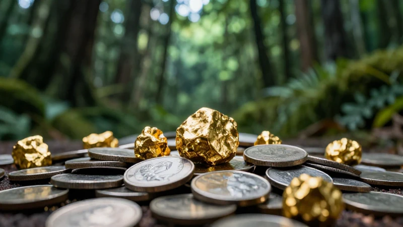 Oro y plata brillan en un bosque exuberante