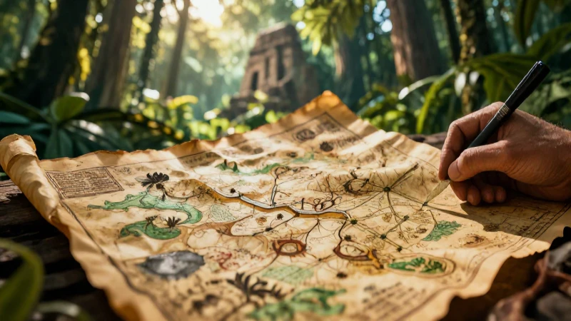 Búsqueda del tesoro en ruinas exóticas y épicas