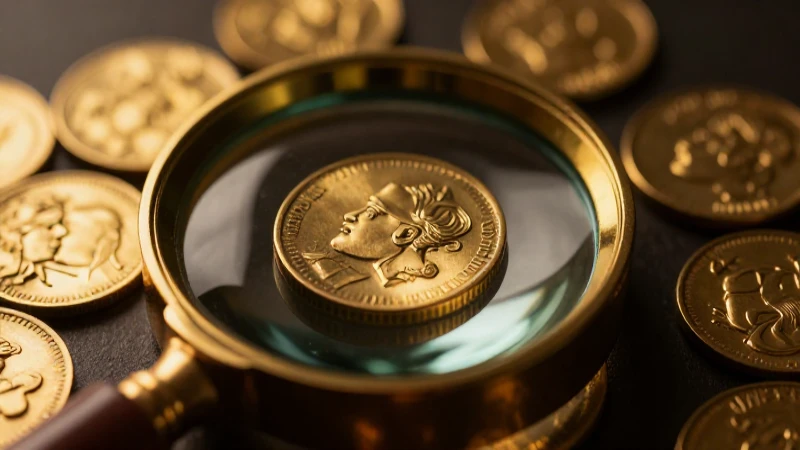 Monedas antiguas, luz dorada y detalle exquisito
