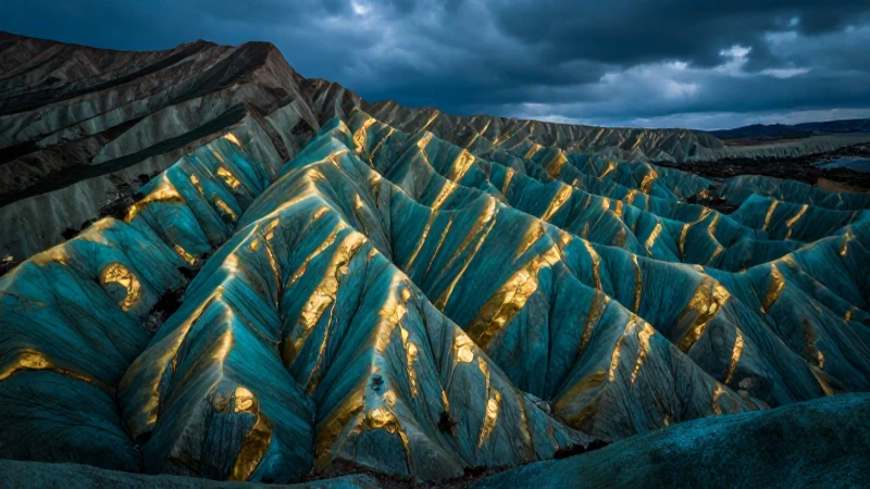 Montañas espectaculares con ricos tonos turquesa y oro