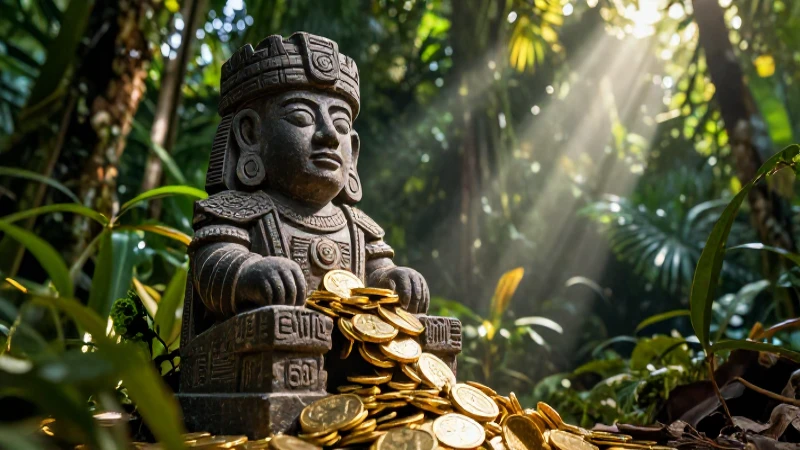 Quién es el responsable de ocultar el tesoro de Atahualpa 4 Estatua de Atahualpa con monedas en la selva