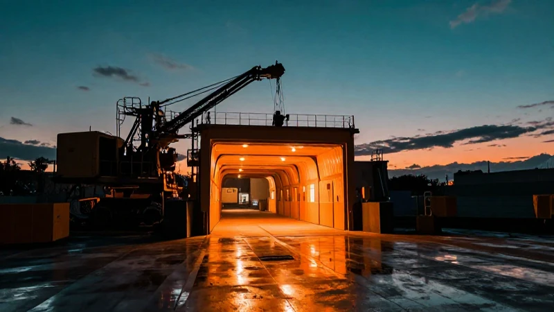 Entrada minera ecuatoriana con luz dramática