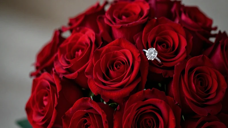 Rosas rojas y anillo en luz cálida