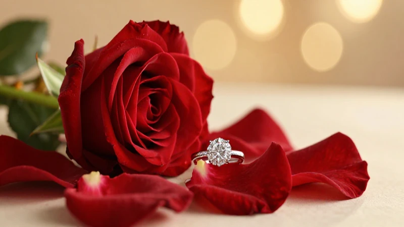 Rosas rojas y anillo de diamantes, lujo cinematográfico