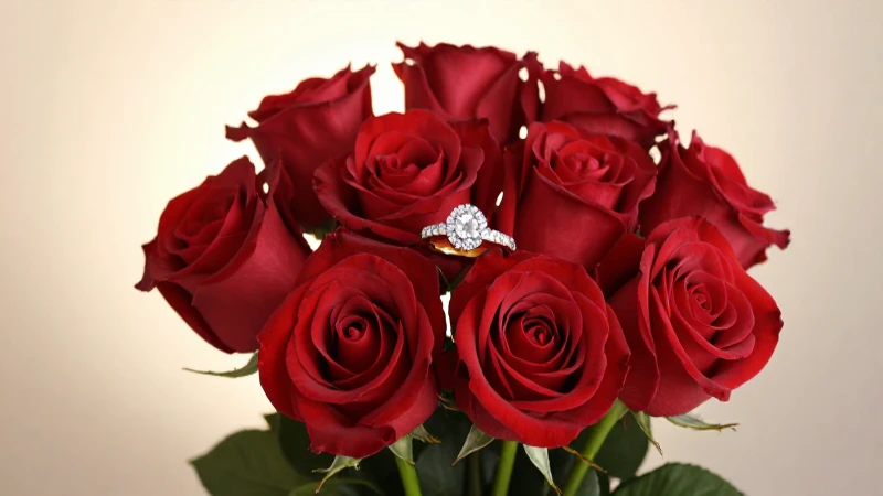 Rosas rojas realzan un compromiso elegante
