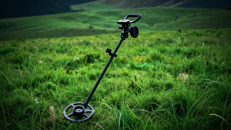 Detectorista en paisaje vívido y cinematográfico
