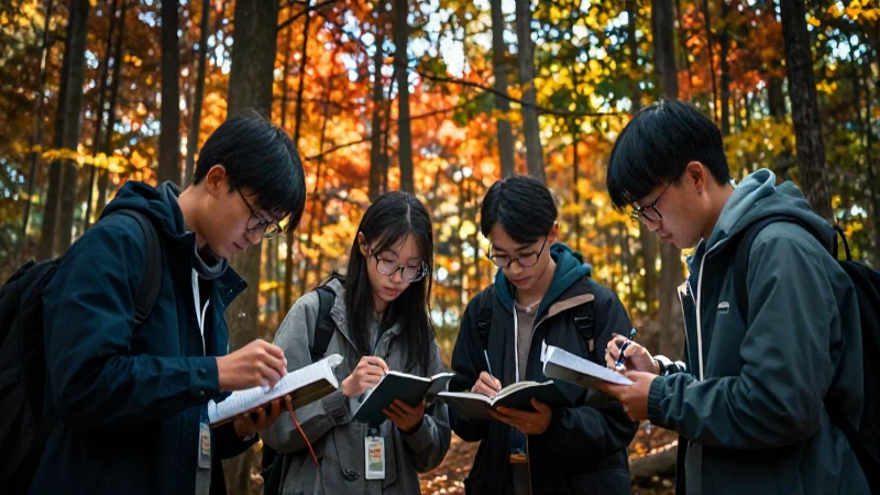 Comenzó el XII Congreso Nacional de Ciencias de la Tierra 2025 4 Estudiantes investigan en bosque otoñal espectacular