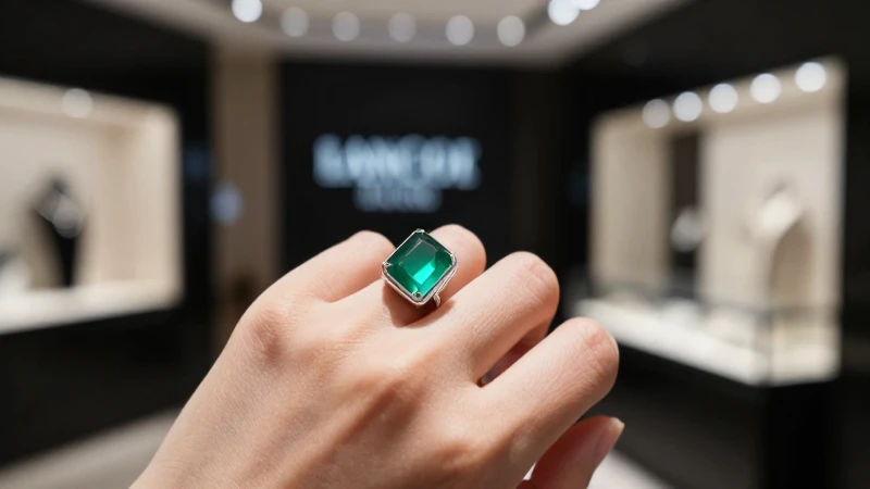 Anillo elegante en mano, fondo difuminado