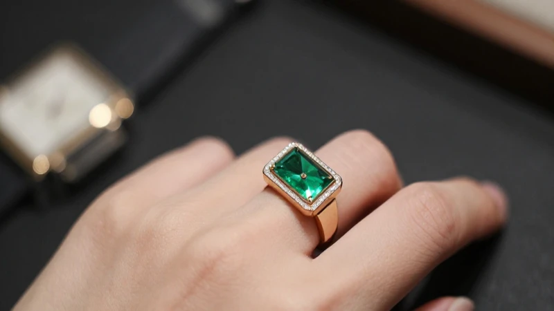 Anillo dorado, reloj difuminado y lujo elegante