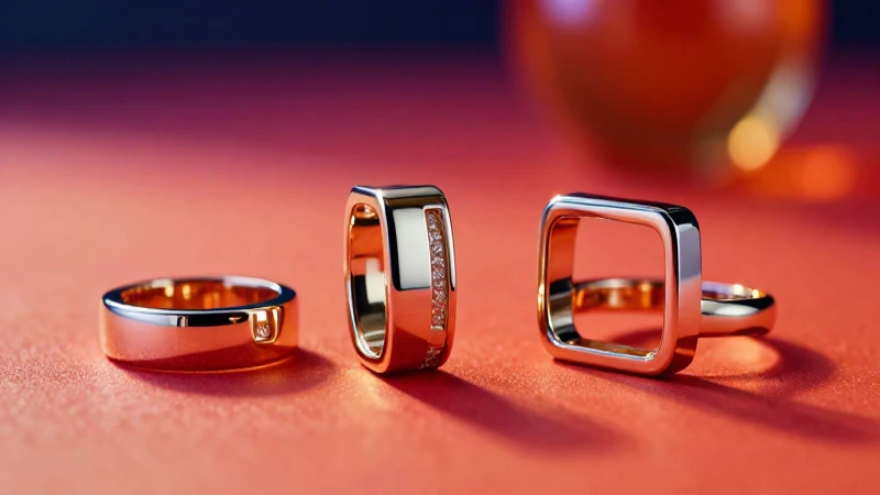 Joyería rectangular con estética moderna y vibrante