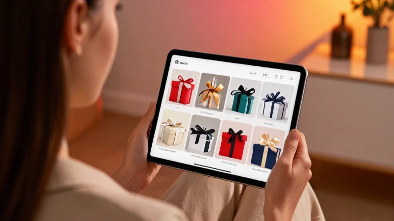 Mujer elegante elige regalos en línea