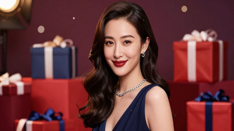Mujer elegante sonríe entre regalos lujosos